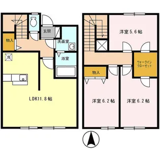 宮城県仙台市太白区四郎丸字吹上【テラスハウス】の間取り