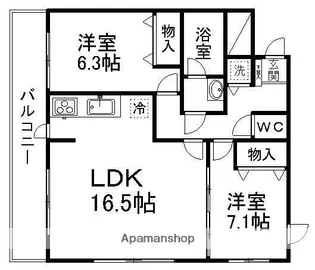 グラン・ドミール成田【203号室】の間取り