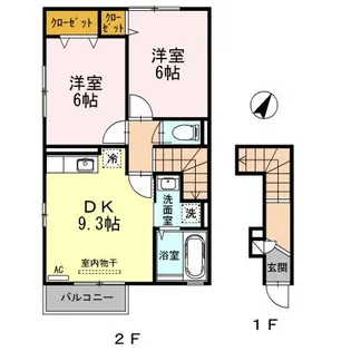 グランシューベル 弐番館【2階】の間取り