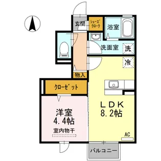 DーROOMラルーチェ【1階】の間取り
