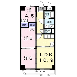 高砂Μハイツ【1階】の間取り