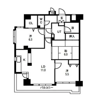 ダイアパレス花京院【8階】の間取り