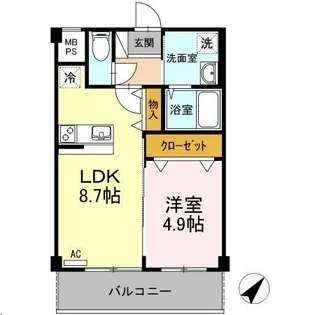 ゆうこく東仙台【3階】の間取り