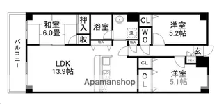 宮城県仙台市太白区中田1丁目【マンション】の間取り