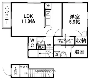 BAAN旭ケ丘B棟【205号室】の間取り