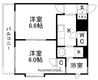 ボヌール泉中央【201号室】の間取り