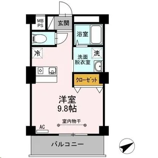フラッツ市名坂【3階】の間取り