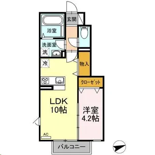 ブルーノート宮城野【1階】の間取り