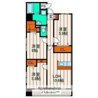 宮城県仙台市宮城野区新田東2丁目【マンション】の間取り