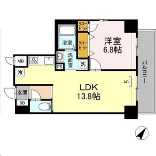 1LDKの間取り画像