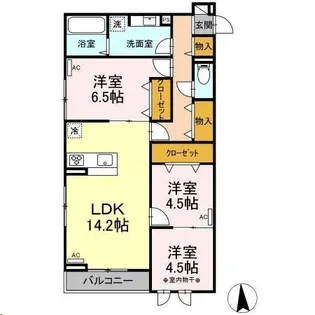 クレストコート八乙女 A【2階】の間取り