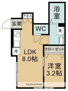ベルハウス旭ケ丘【102号室】の間取り
