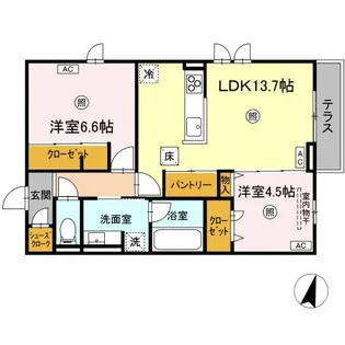 アーバングレイス上杉【1階】の間取り