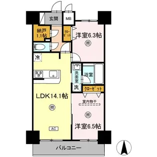ロージェ泉中央【12階】の間取り