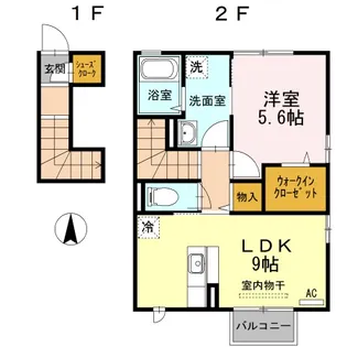DーROOMラルーチェ【2階】の間取り