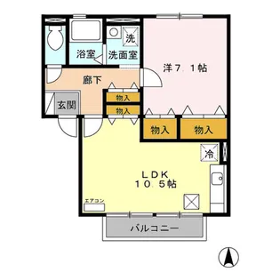 ウィルモア ABCDE館【B102号室】の間取り