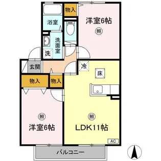 セジュール AB【B102号室】の間取り