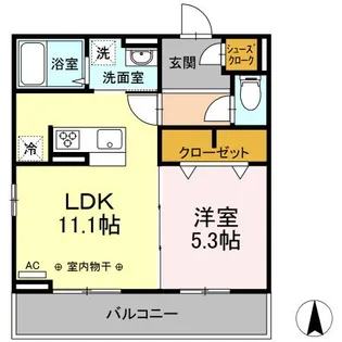 DーROOMアリビオ泉崎【2階】の間取り