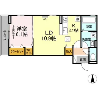 クレールエイワVII【1階】の間取り