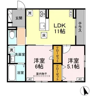 ボヌールK【1階】の間取り