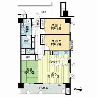 ライオンズガーデン八乙女【2階】の間取り