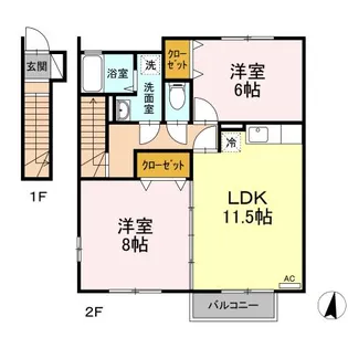 アンビックス利府 弐番館【2階】の間取り