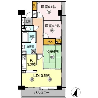 ライフガーデン泉中央【3階】の間取り