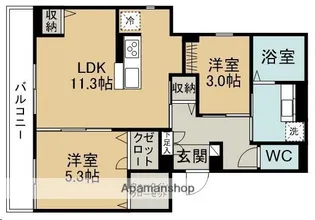 ドミール旭ケ丘駅前【101号室】の間取り