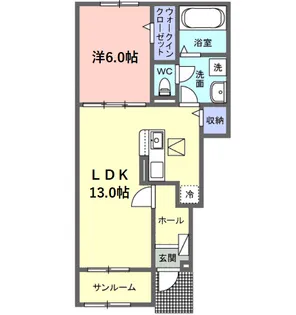 サニーセトル拾弐号館【1階】の間取り