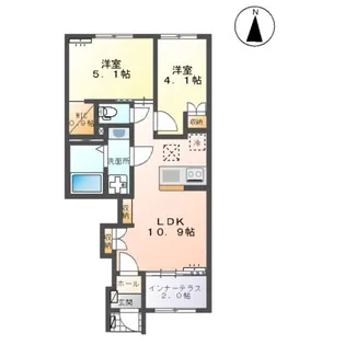 福室3丁目アパート【1階】の間取り