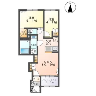 福室3丁目アパート【1階】の間取り