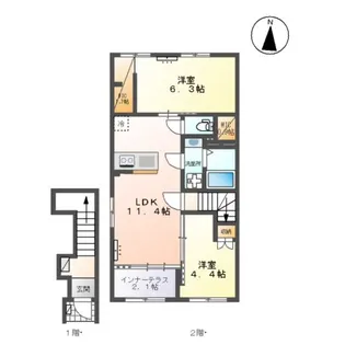 福室3丁目アパート【2階】の間取り