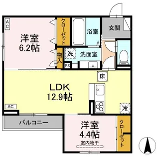 DーROOM七曲I【1階】の間取り