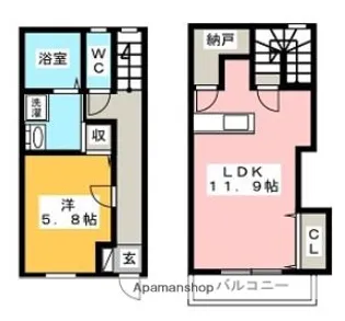 宮城県仙台市若林区荒井3丁目【アパート】の間取り