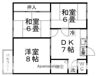 クレセントB棟【201号室】の間取り