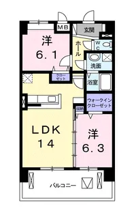 レジデンス仙台泉【5階】の間取り
