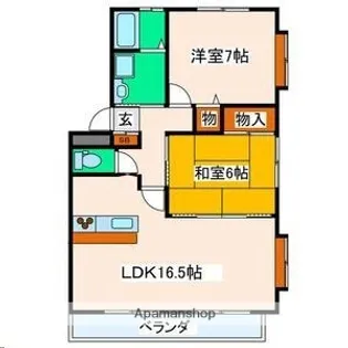 宮城県仙台市青葉区落合5丁目【アパート】の間取り