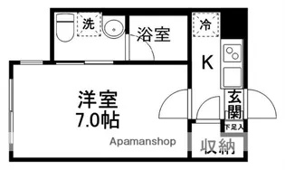 スタジオフラット八幡【3階】の間取り