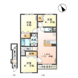 ピースヴィラ けやき【2階】の間取り