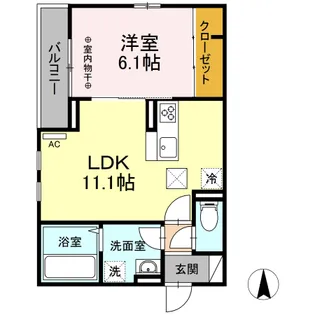 クワッド宮町【1階】の間取り