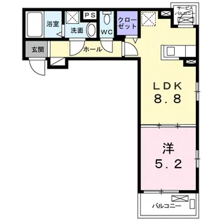 ノイエテルノB【2階】の間取り