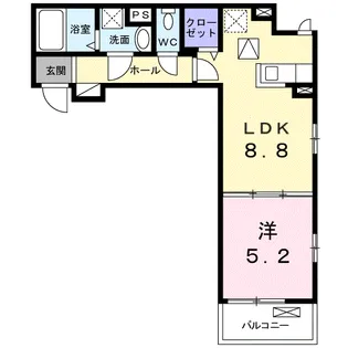 ノイエテルノB【1階】の間取り