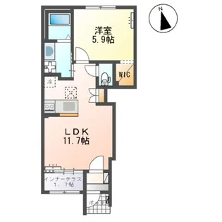 プレジール人来田【1階】の間取り