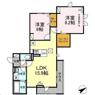 グランドゥール K 八乙女【1階】の間取り