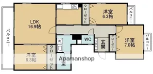 NOIE八幡【303号室】の間取り