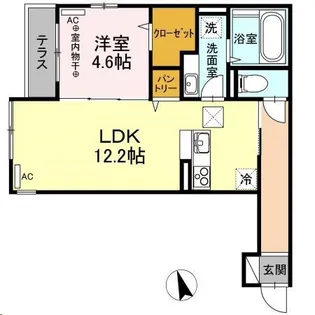 DーROOM ヴェルジェ【1階】の間取り