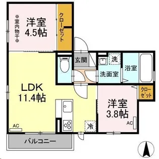 DーROOMプリメーロ花【2階】の間取り