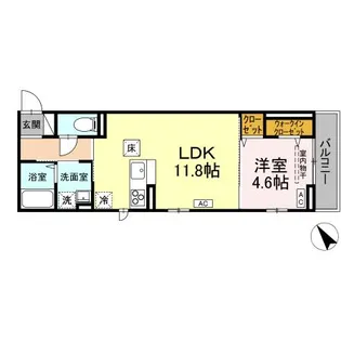 DーROOM連坊【1階】の間取り