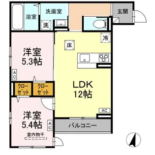 DーROOM遠見塚Ⅱ【1階】の間取り