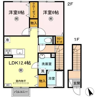DーROOM茂庭【2階】の間取り